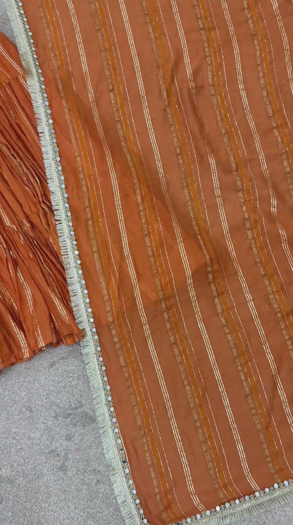 Trending Mirror Handwork Ruffle Gown Set