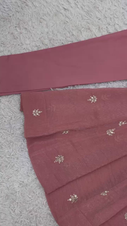 Crunchy Silk Embroidery Sequence Work Gown