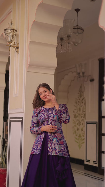 Festive Wear Pure Simmer Vichitra Jacquard Lehenga