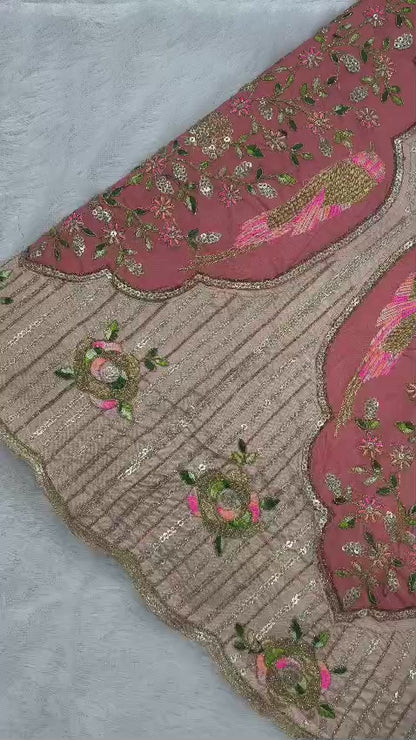 Elegant Slub Silk Lehenga Set with Heavy Cancan & Canvas