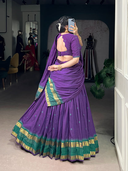 Pure Chanderi Purple Lehenga With Zari Weaving Work