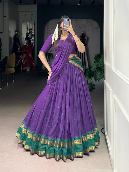 Pure Chanderi Purple Lehenga With Zari Weaving Work