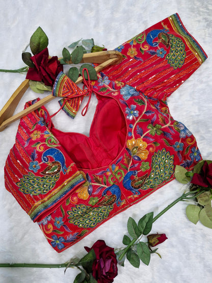 Luxury Heritage Peacock Print Blouse