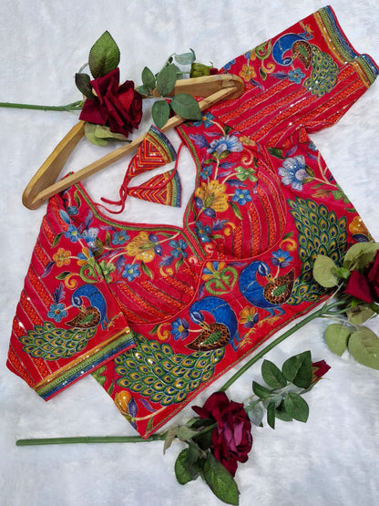 Luxury Heritage Peacock Print Blouse