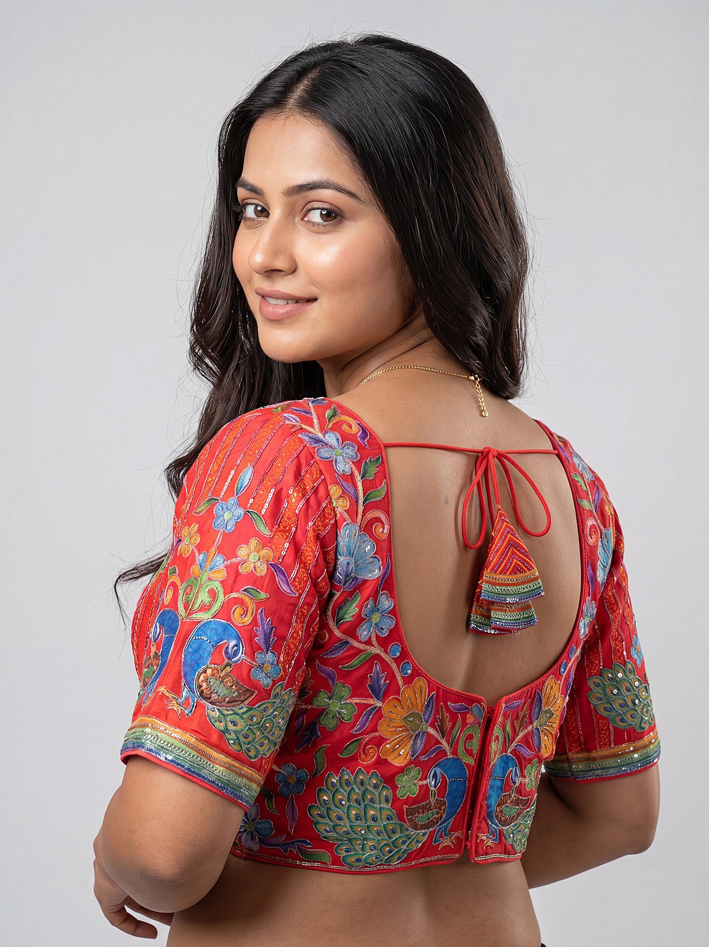 Luxury Heritage Peacock Print Blouse