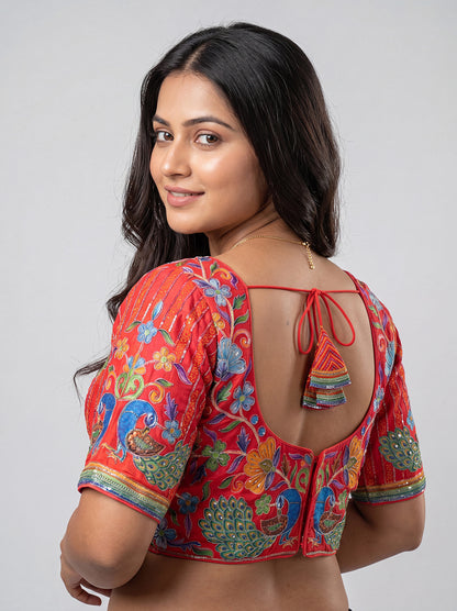Luxury Heritage Peacock Print Blouse