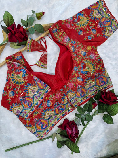 Half Sleeves Position Print Readymade Blouse