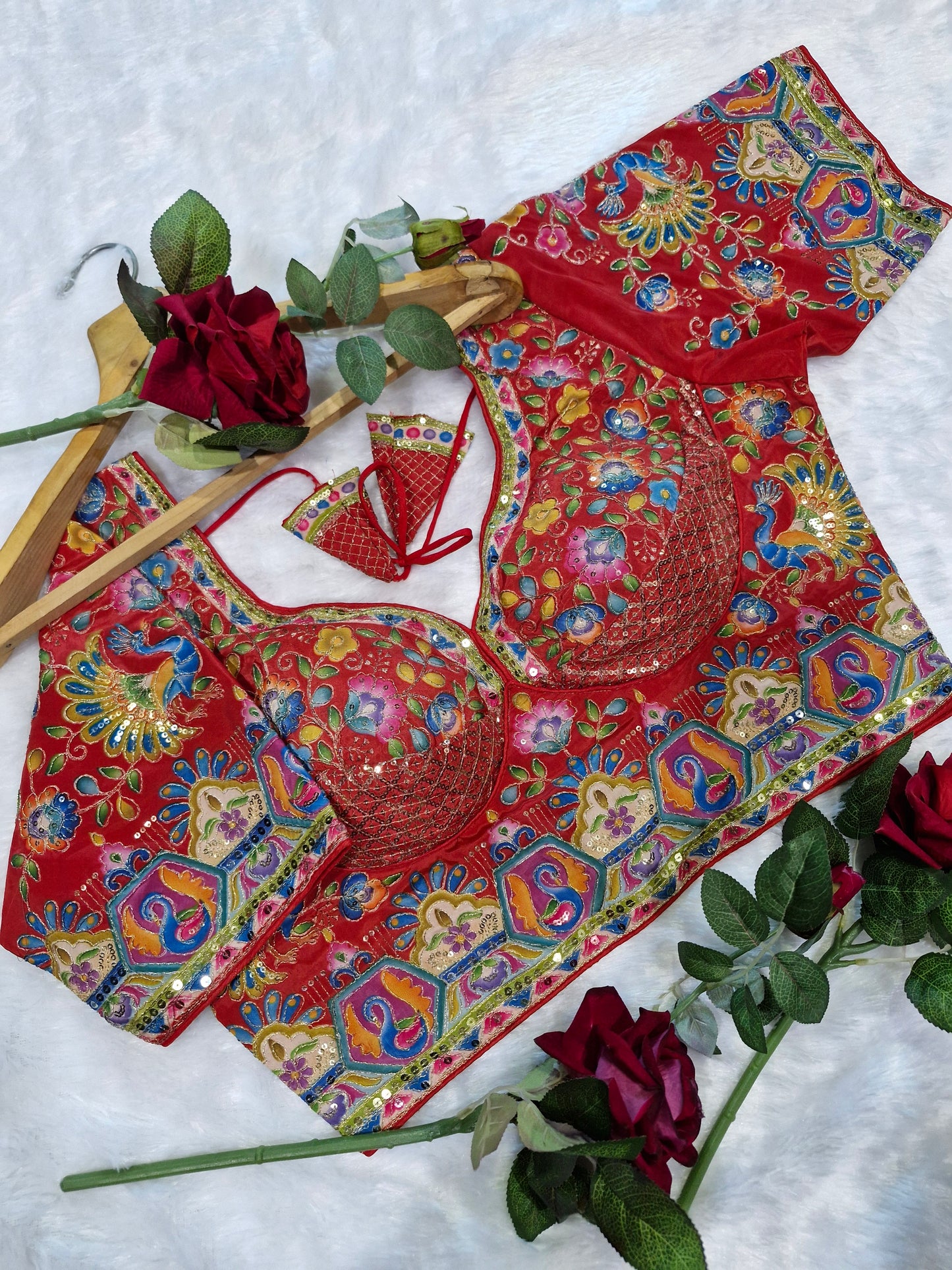 Half Sleeves Position Print Readymade Blouse