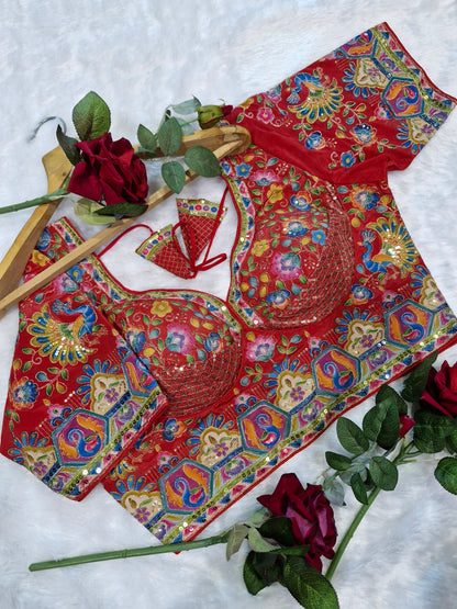 Half Sleeves Position Print Readymade Blouse