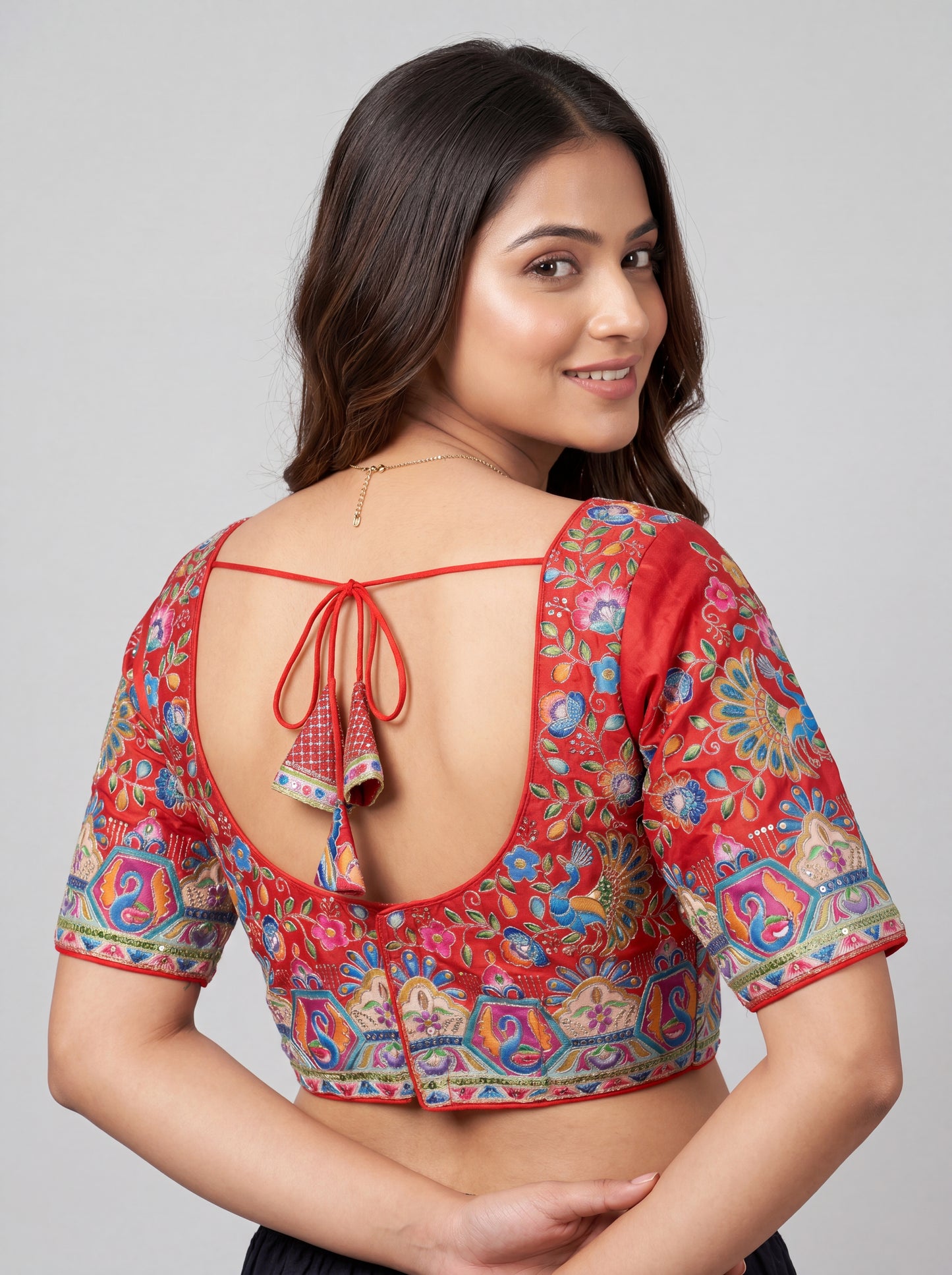 Half Sleeves Position Print Readymade Blouse